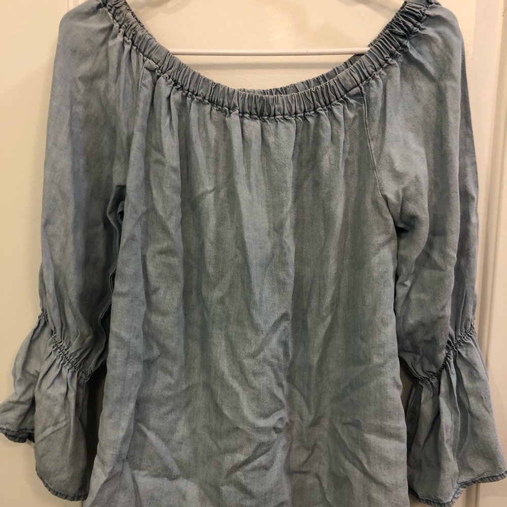 Beautiful off the shoulder soft denim top